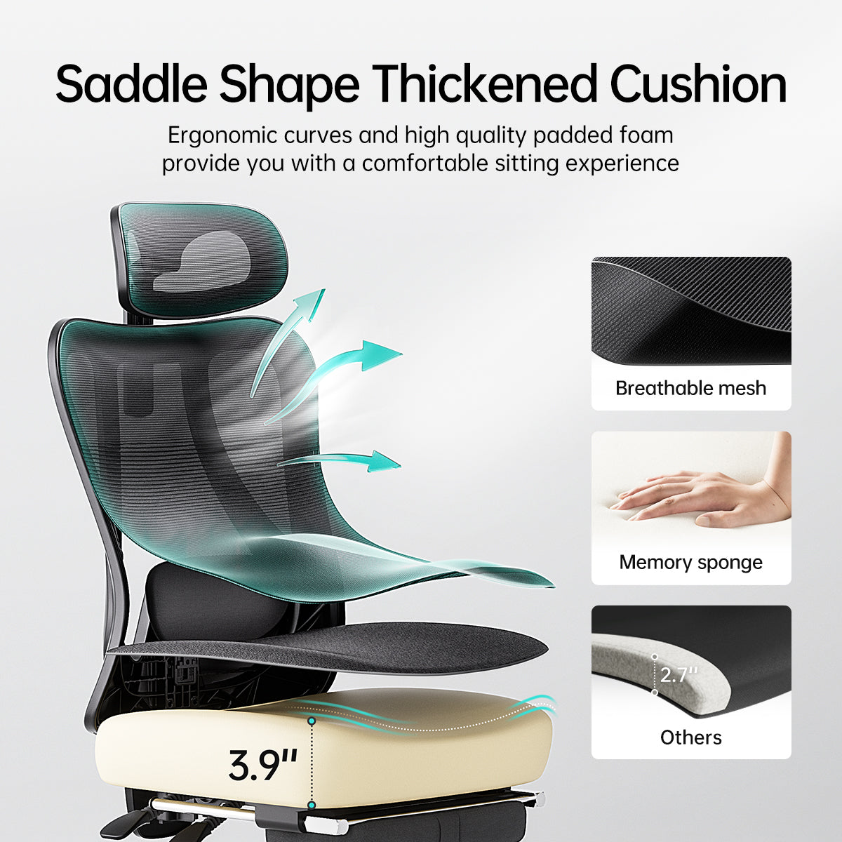 HBADA P3 Ergonomic Chair with Footrest