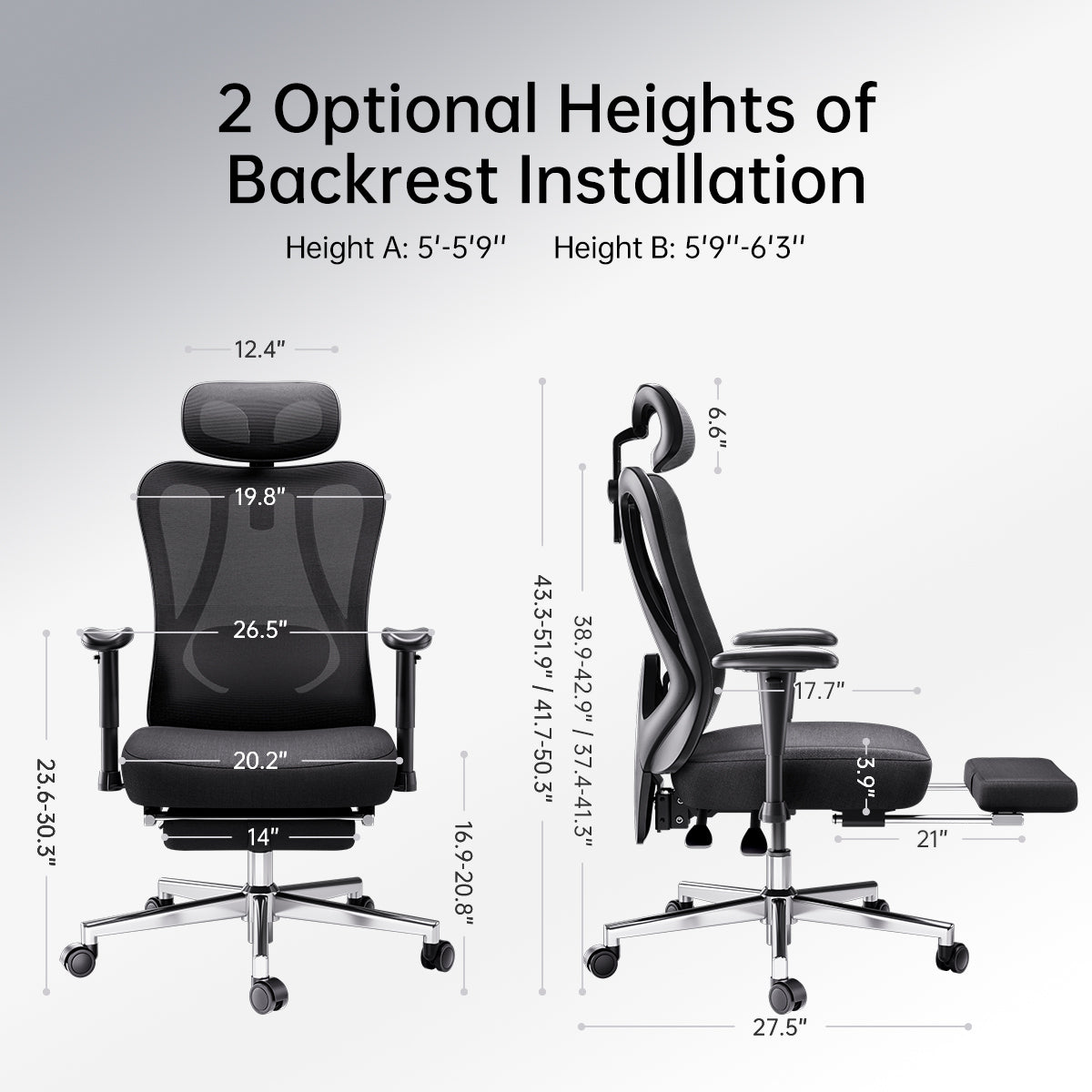 HBADA P3 Ergonomic Chair with Footrest