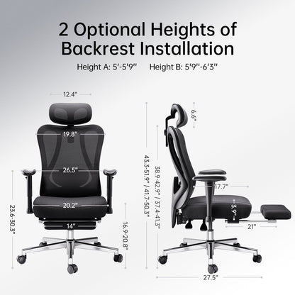 HBADA P3 Ergonomic Chair with Footrest
